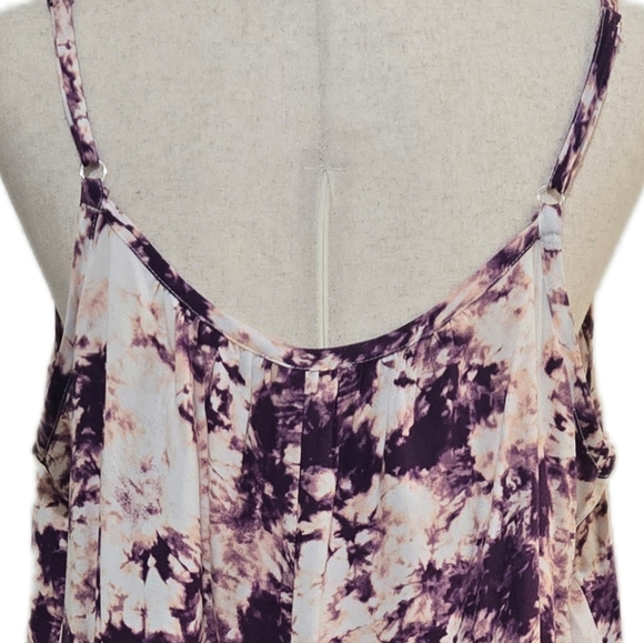 Tacera Purple Tie Dye Wide Leg Jumpsuit Sleeveless Boho Summer Palazzo Medium - Picture 14 of 14